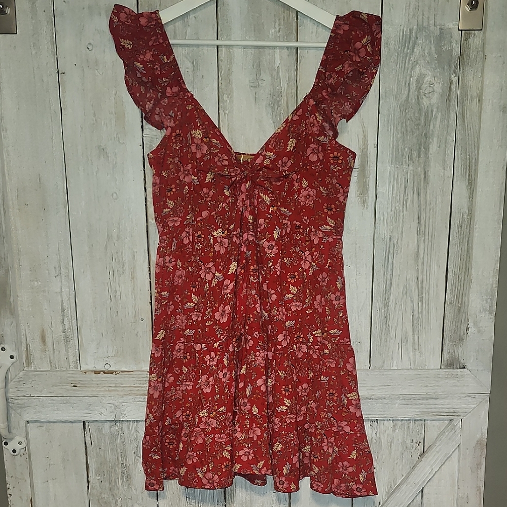 Floral Red Mini Dress